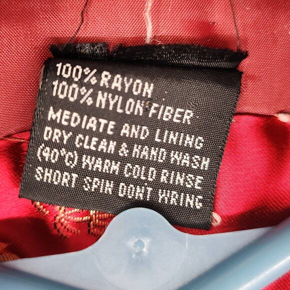 Vintage 60s Fans of S.F. Jacket Women S Red Satin Rayon Embroidered Frog Closure - Picture 7 of 10